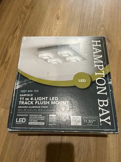 Hampton Bay Garfield 11 in. Integrated LED Brushed Aluminum Square Track Flush Mount Ceiling Light