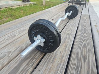 Curl bar + 40 lbs weights