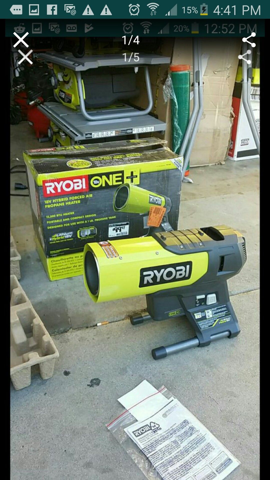 Ryobi 18v hybrid force air propane heater retail $99 for Sale in  Westminster, CA - OfferUp