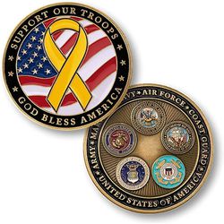 Support The Troops Harley Black Horn Cover Coin Mount Set