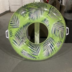 Patched - Small 36” Green and Clear Inflatable Round Pool Float Tube Donut Raft