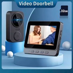 Video Doorbell Wireless, Smart Doorbell Camera Wireless, 4.3 Inch Display 2 Way Audio Intercom, Night Vision, Smart Door Peephole Camera, Easy to Inst