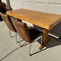 Solid Wood Table with 2 vintage dining chairs 