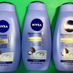 3 Nivea Shea Butter Nourishing Body Wash for Dry Skin - 20 fl oz