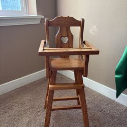 Vintage Wooden Doll High Chair 