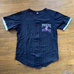 Vintage Phoenix Suns NBA Baseball Jersey Size Large Black Pinstripe