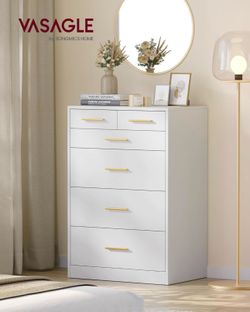 Dresser 6-Drawer Chest, Modern Style  Bedroom chest of drawers, TV stand for living room, Cloud White, Custos Collection, ULTS415