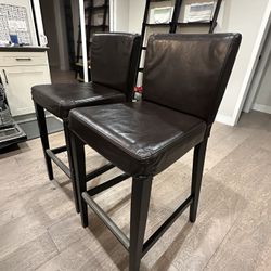 Two Faux Leather Bar Stools (Extra Tall 29”)
