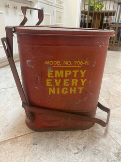 Vintage Industrial or Garage Metal Disposal- EAGLE - Model No. 906-FL - EMPTY EVERY NIGHT Steel Foot Pedal Oil Rag Waste Can.