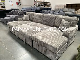 New in box. 120” Large sectional, Sectional sofa With Pull-out Bed, Sofabed, Sofa Bed, Sectional Couch, Corduroy Sectional,Plush Sectional Large Couch