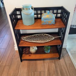 Pier 1 Imports Three Tier Collapsible Bookshelf- Solid Wood 