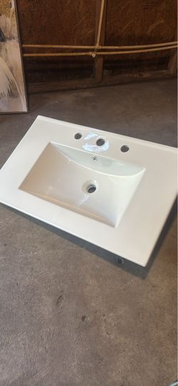 White Ceramic Drop-In Bathroom Sink