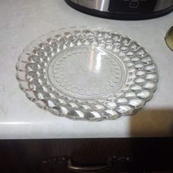 Clear Bubble Depression Glass Dinner Plate