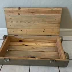 Vintage Wooden Military Rocket Ammunition Box w/ Rope Handles. Approx. 31x14x6.