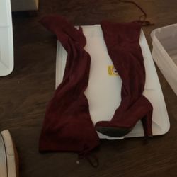 Burgundy Thigh High Boots 