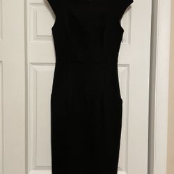 Theory Black Wool Midi Dress - Size 0