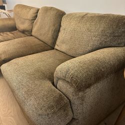 Couch with Chaise Lounge- Brown/Tan
