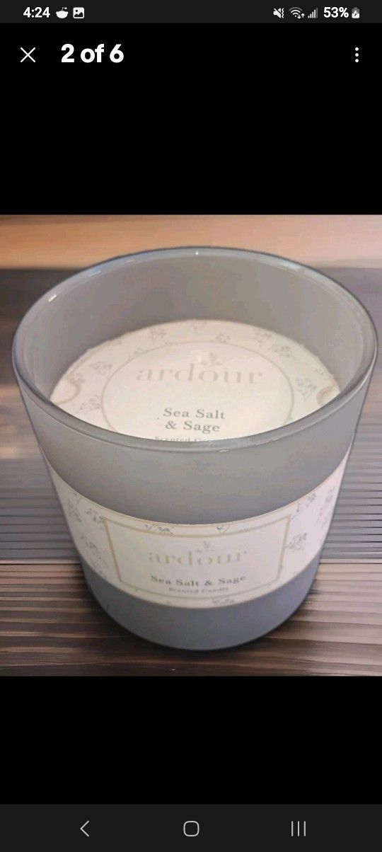 3 Wick Sea Salt & Sage Scented Candles By Ardour