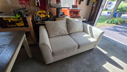 Beige Fabric Loveseat Sofa