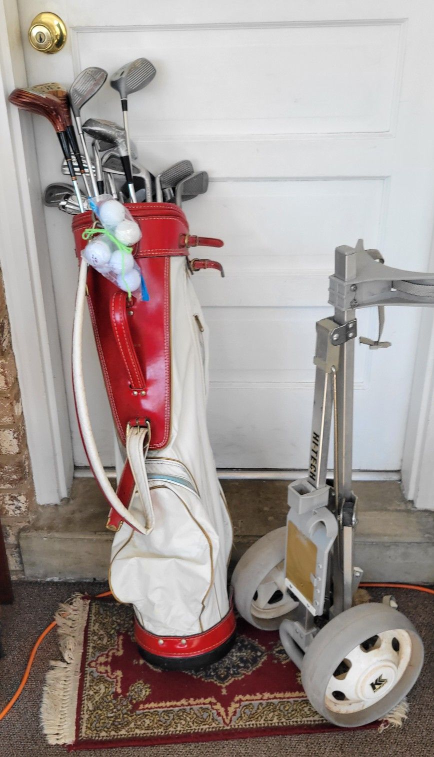 Golf 16 Clubs 6 Balls Plus Bag Cart