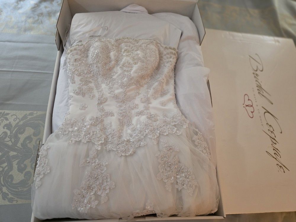 Wedding Dress "David's Bridal" Size 10 And Acessories