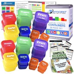 Efficient Nutrition Portion Control Containers DELUXE Kit (28-Piece)