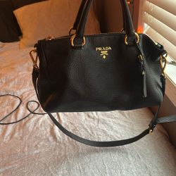 PRADA- small black Leather Tote 