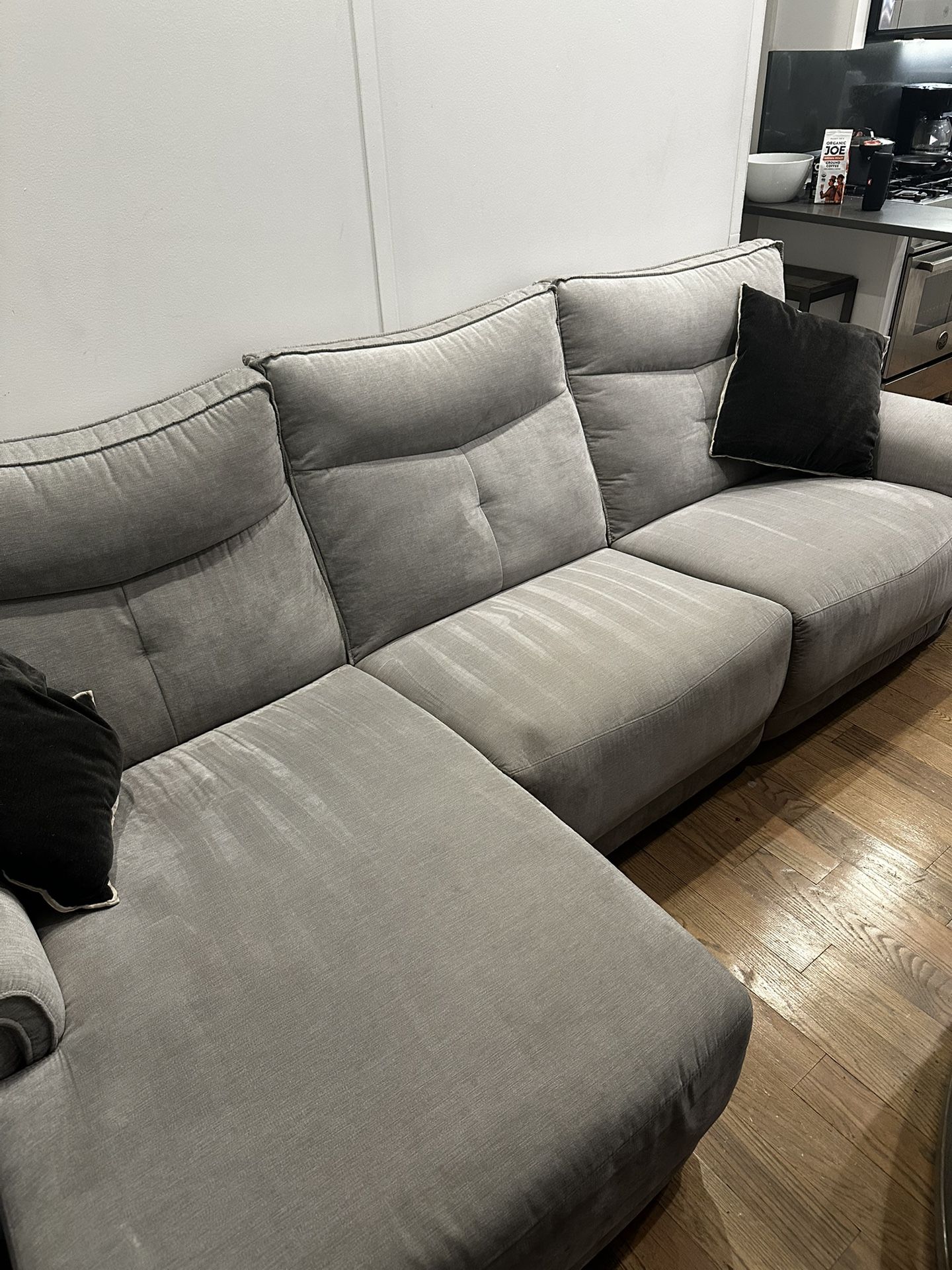 Raymour & Flanigan 3-piece Sectional Sofa with Power Reclining Seats and Headrest