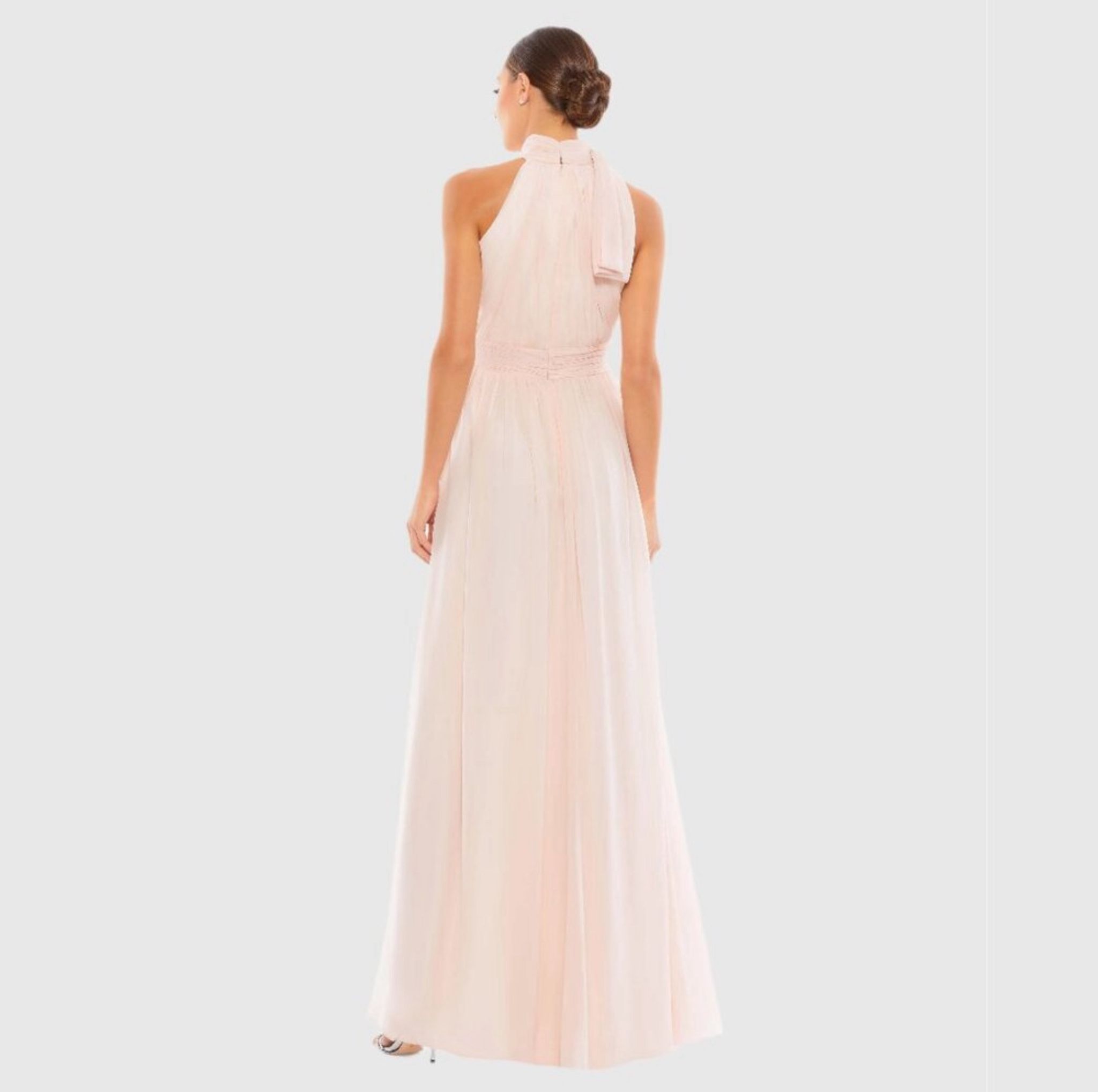 Mac Duggal High Neck Chiffon Gown Blush Size 12 Blush Light Pink