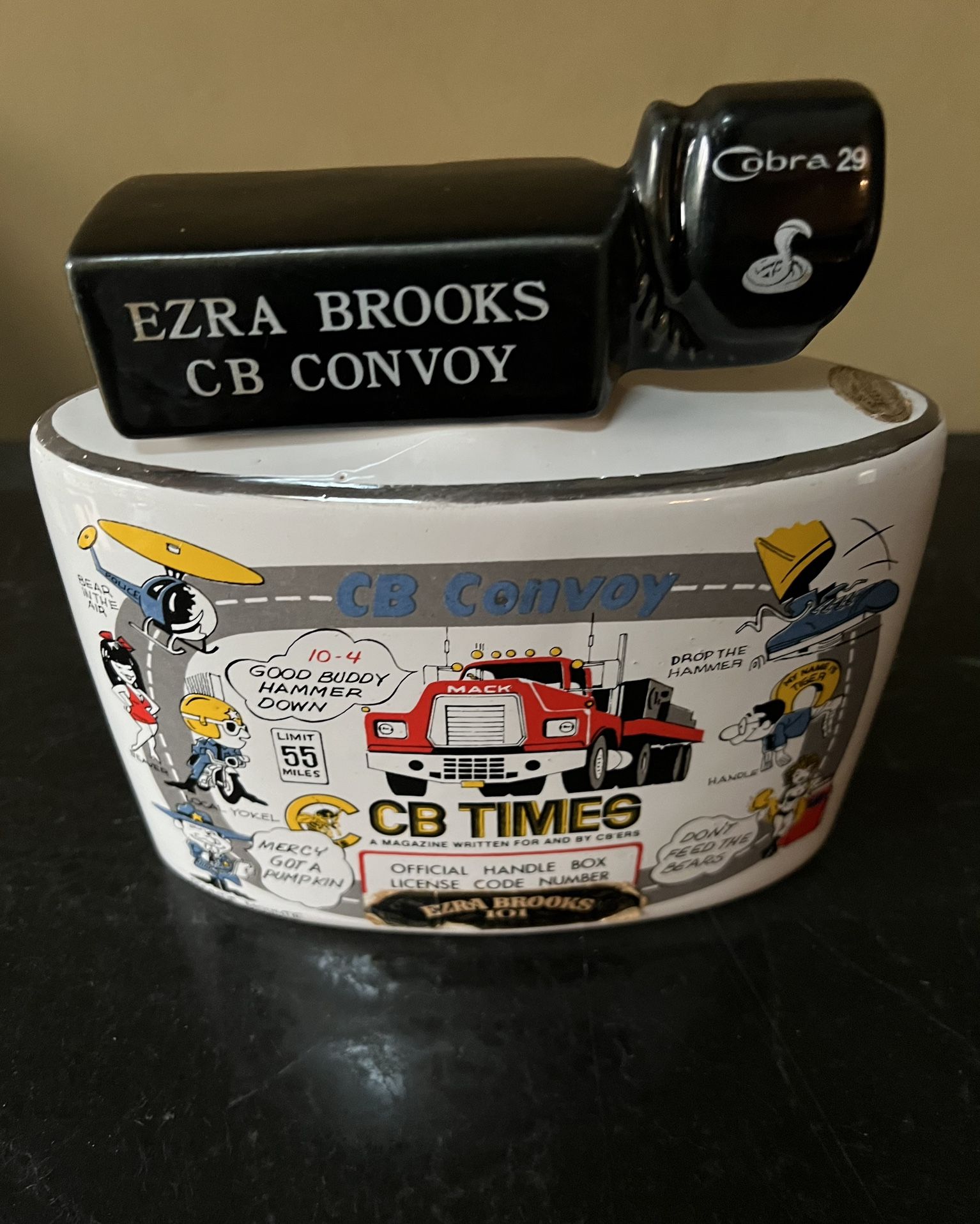 Vintage 1976 Ezra Brooks Bourbon Decanter CB Times Collector's Piece