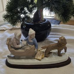Vintage Porcelain Dogs Sled