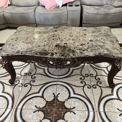 marble coffee table and end tables                              