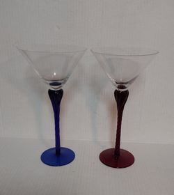 2 - Handblown Glass Martini Glasses