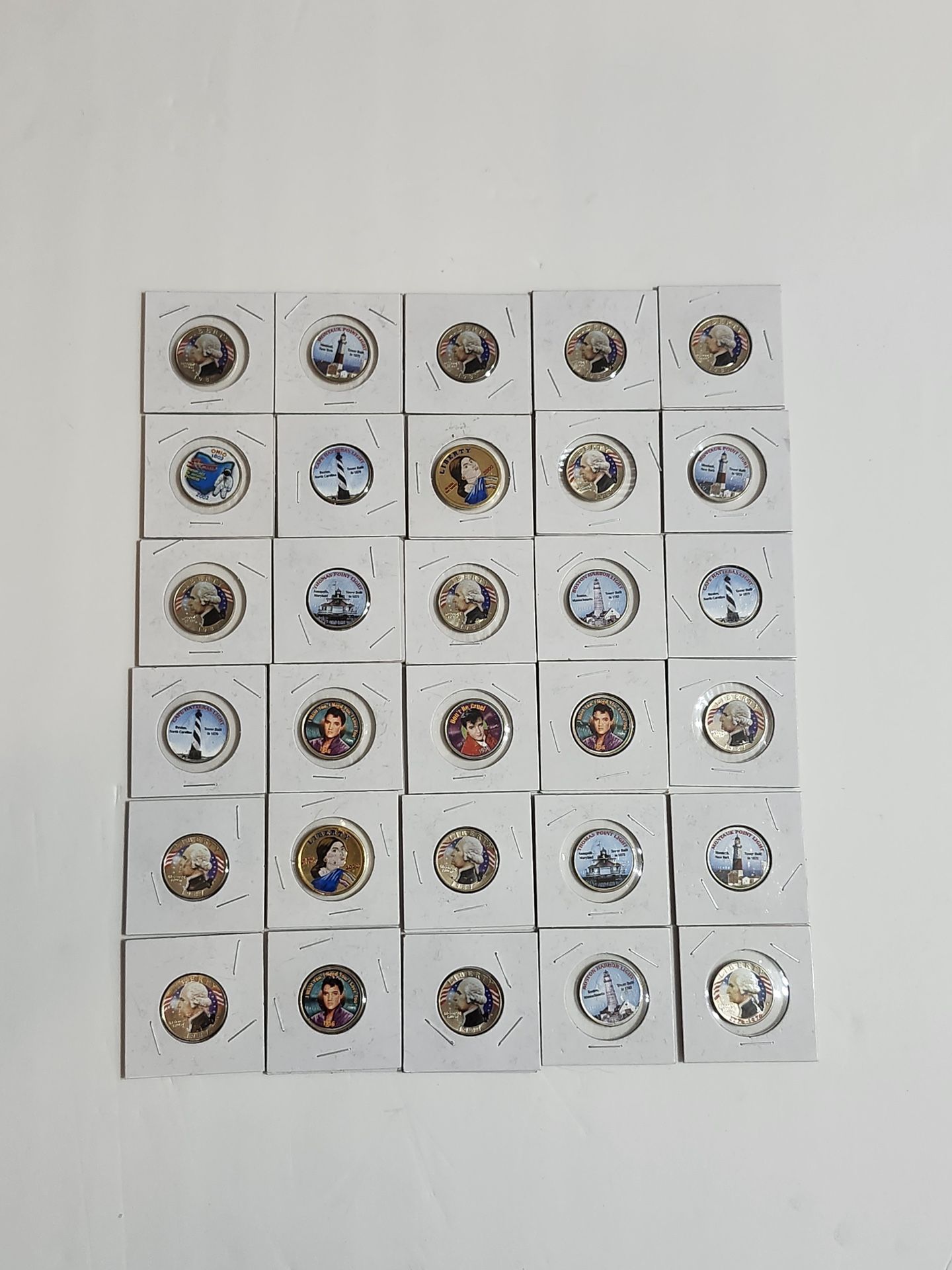 Lot Of (30) Uncirculated Colorized Coins , Quarters & Dollars