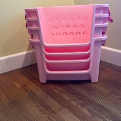 Pink Toy Bins, Set Of 4