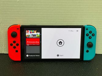 Nintendo Switch OLED video game Console – Neon Red & Blue Joy-Cons – Excellent Condition