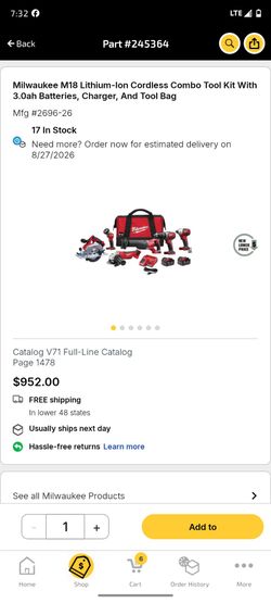 Milwaukee M18 Lithium-Ion Cordless Combo Tool Kit With 3.0ah Batteries, Charger, And Tool Bag