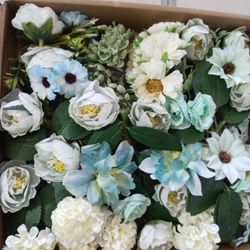 Artificial Flowers Combo Box Set,Silk Fake Flowers Roses Bridal Bouquets Out/Indoor DIY Centerpieces White Flowers for Decoration Arrangements Party 