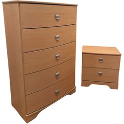 Tall Dresser & Nightstand Light Wood Look Matching Set Beige Ashley Furniture 