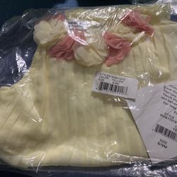 Macy’s Yellow Flower 6-9 Month Baby Girl Dress New W Tags 