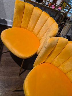 4 Yellow Gold Velvet Dining Chairs
