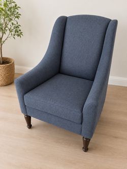 Ethan Allen Hartwell Blue Wingback Chair EUC MSRP $2,180