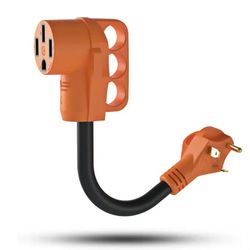 Epicord RV Power Adapter 30 Amp Male to 50 Amp Female w Handle 12", 10/3 Gauge