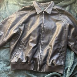 Brown/Black Distressed Leather Jacket 
