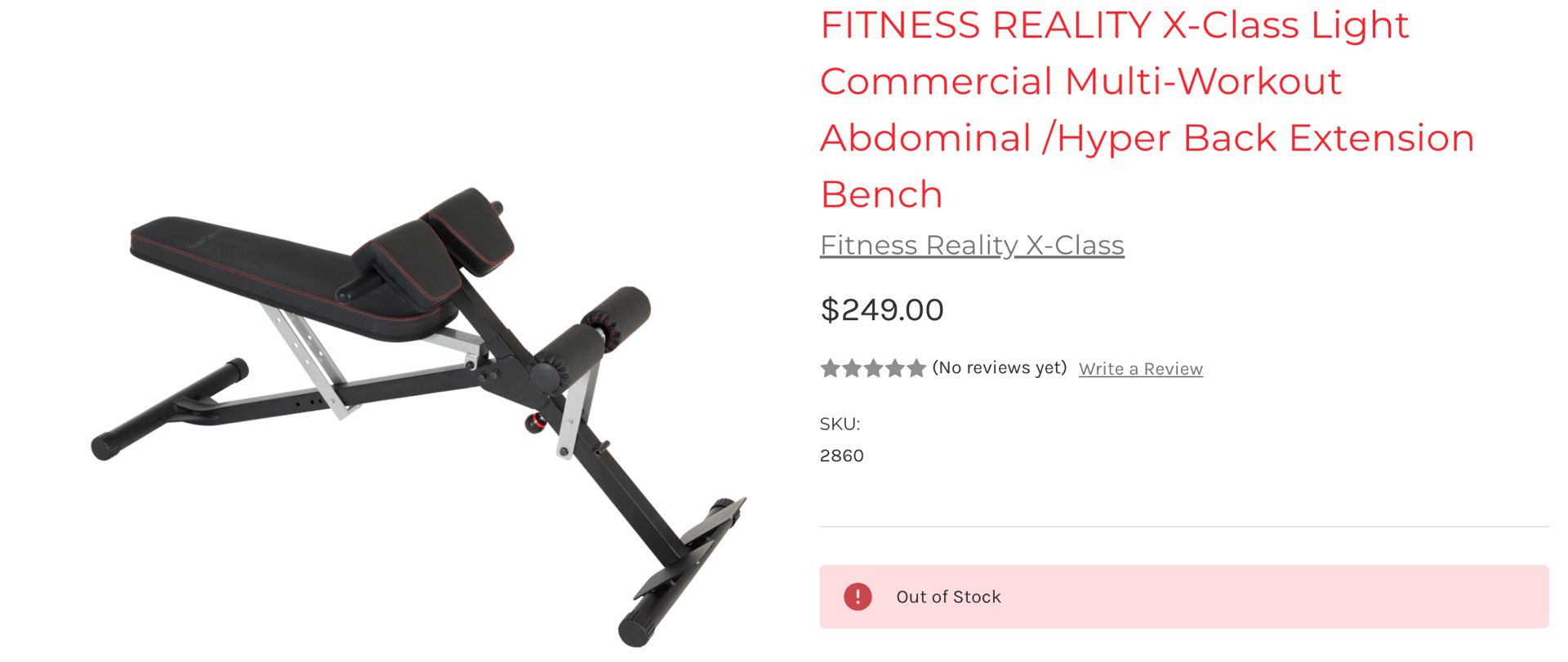 Fitness Reality Back Extension Bench