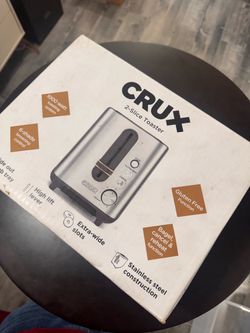 CRUX - 2-Slice Wide-Slot Toaster - Black Stainless Steel