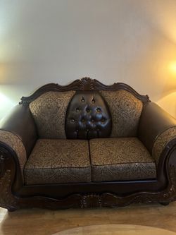 Victorian Style Carved Wood Loveseat