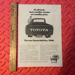 Original 1970 Toyota Hilux Pickup Truck Print Ad.
