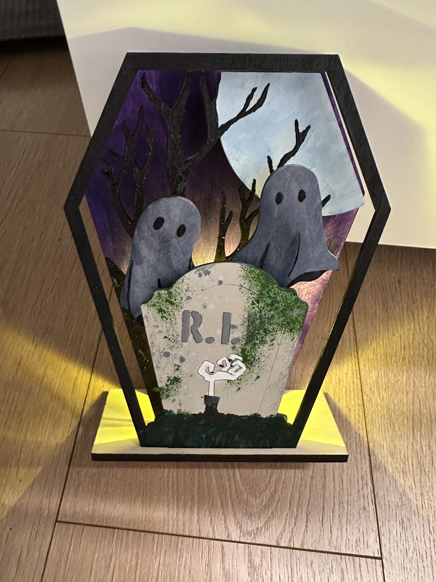 Cute Halloween Decor Custom Wood Light Up Glow In The Dark Festive Fun