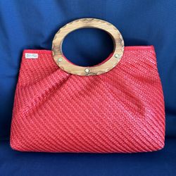 Woven Top Handle Handbag - Retro “Bob & Alice”